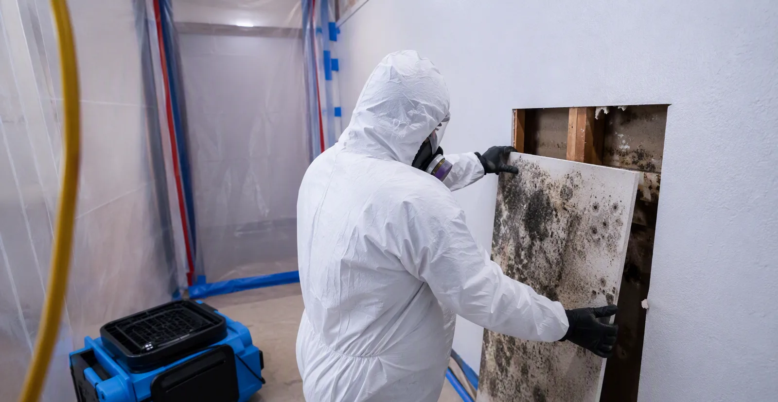 Contained mold remediation with protective equipment in a San Angelo home