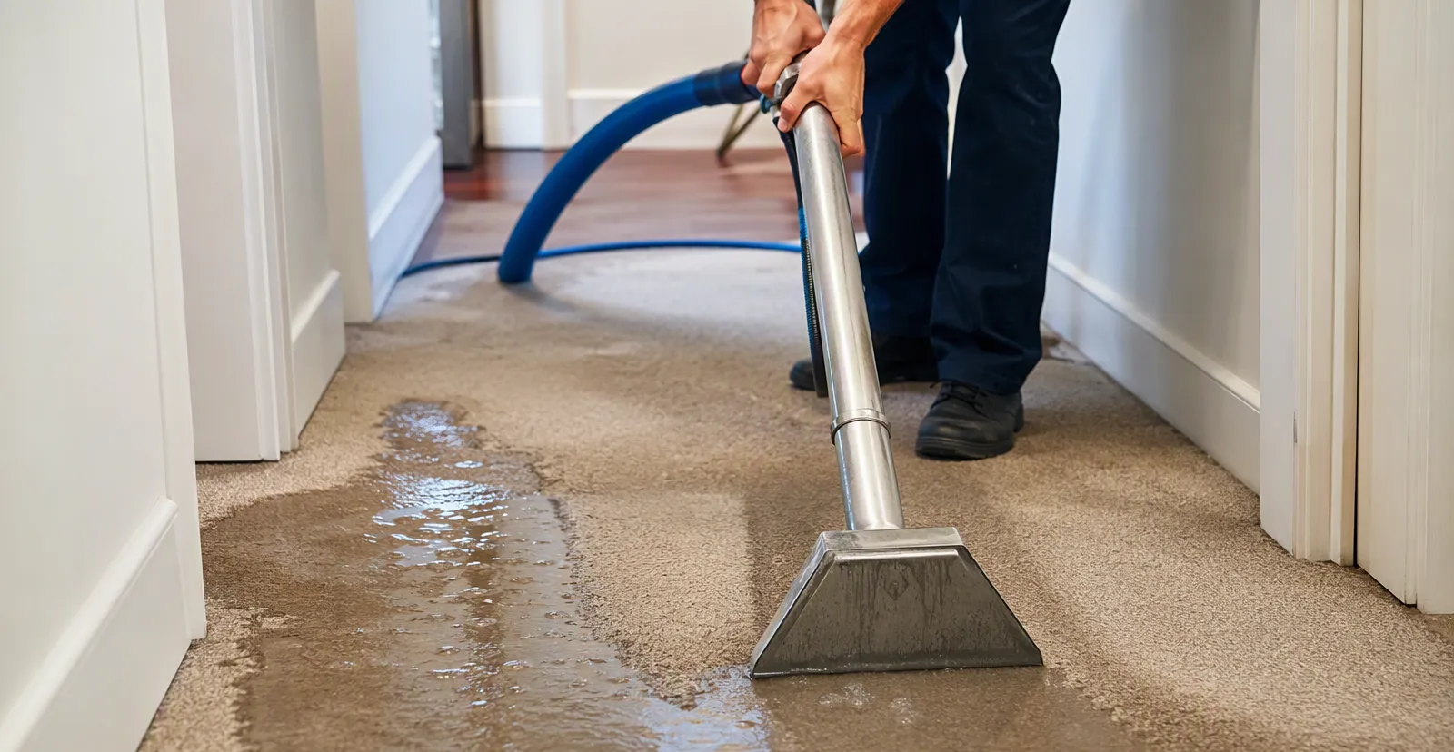 Professional water extraction from a soaked carpet in San Angelo, TX